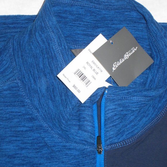 Eddie Bauer Mens 1/4 Zip Blue Long Sleeve Pullover Sweater Size XXL NWT - Picture 7 of 7